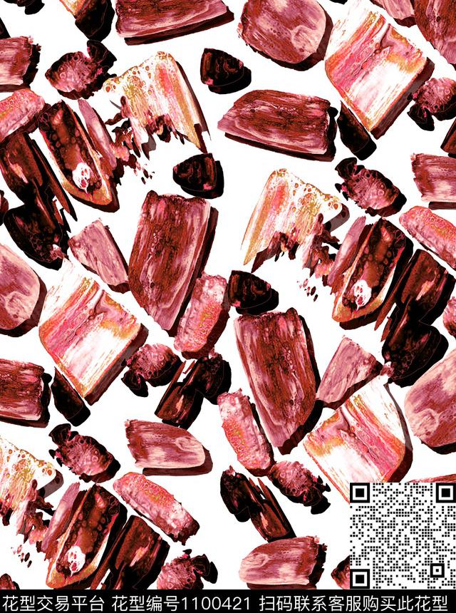 抽象几何油画华亿平台数码印花华亿平台下载（图片编号: 1100421） - 瓦栏（Walan）