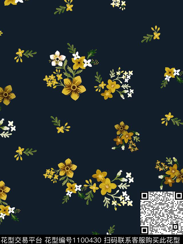 小碎花中国红百合数码印花华亿平台下载（图片编号: 1100430） - 瓦栏（Walan）