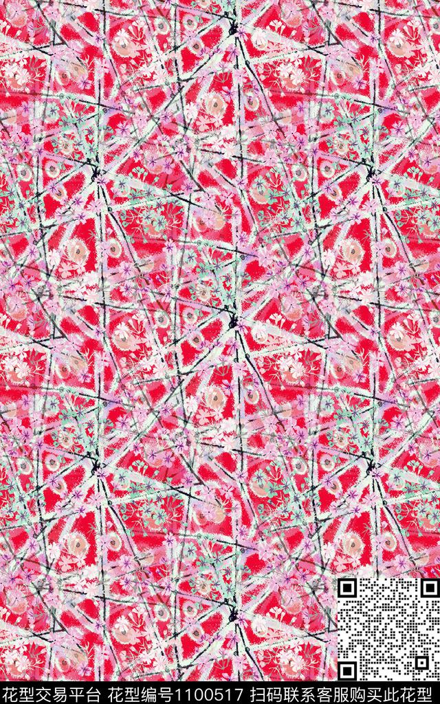 数码华亿平台民族风抽象数码印花华亿平台下载（图片编号: 1100517） - 瓦栏（Walan）