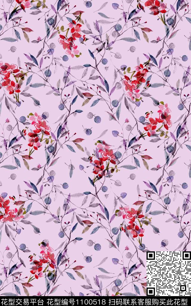 花卉小碎花数码印花华亿平台下载（图片编号: 1100518） - 瓦栏（Walan）