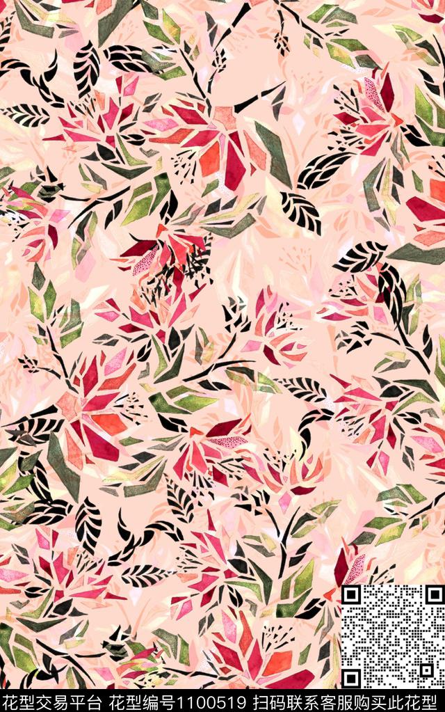 数码华亿平台民族风花卉数码印花华亿平台下载（图片编号: 1100519） - 瓦栏（Walan）
