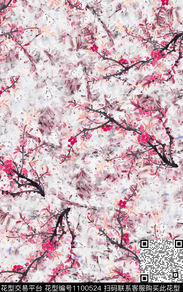 数码华亿平台民族风花卉数码印花华亿平台下载（图片编号: 1100524） - 瓦栏（Walan）