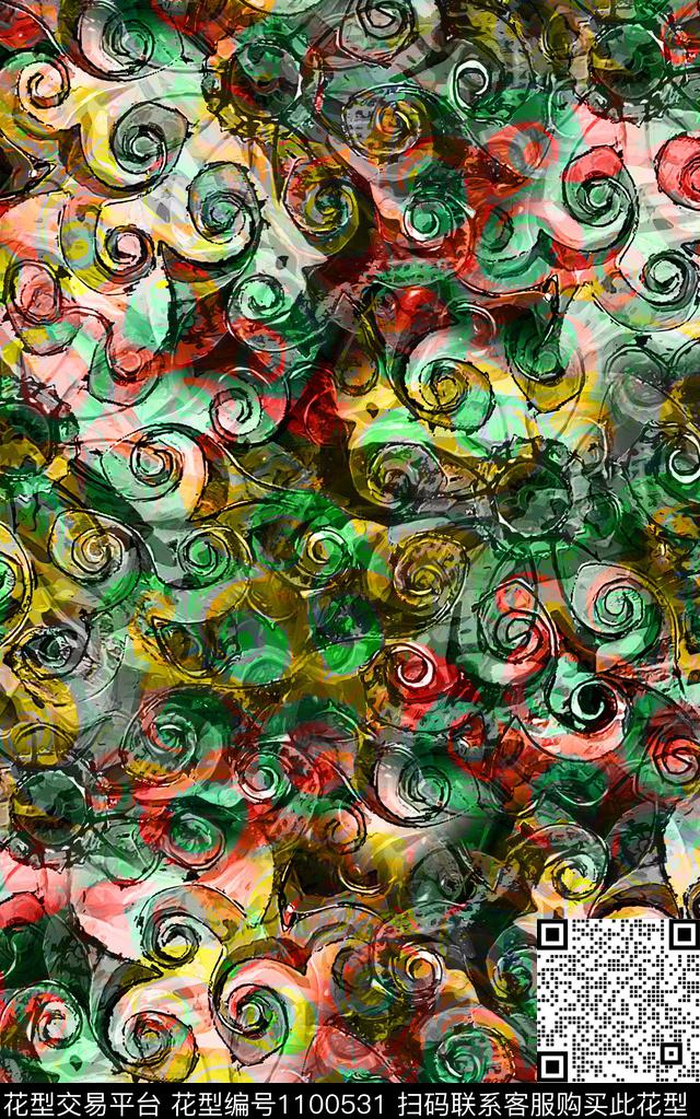 数码华亿平台民族风抽象数码印花华亿平台下载（图片编号: 1100531） - 瓦栏（Walan）