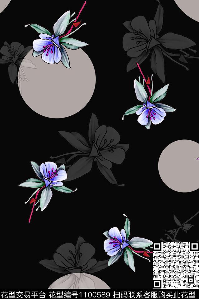 数码华亿平台花卉大牌风数码印花华亿平台下载（图片编号: 1100589） - 瓦栏（Walan）