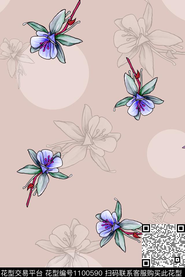 数码华亿平台花卉大牌风数码印花华亿平台下载（图片编号: 1100590） - 瓦栏（Walan）