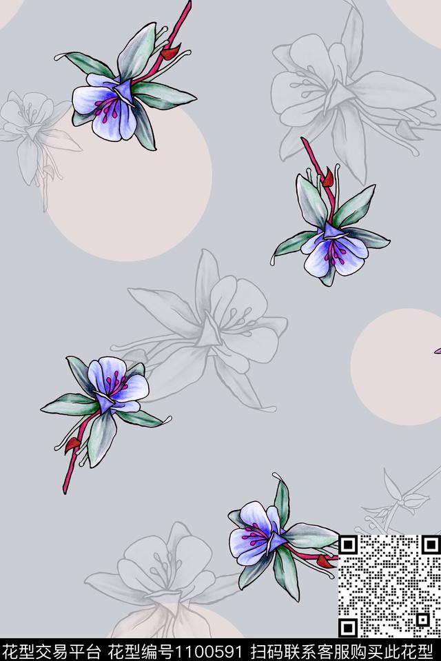 数码华亿平台花卉大牌风数码印花华亿平台下载（图片编号: 1100591） - 瓦栏（Walan）
