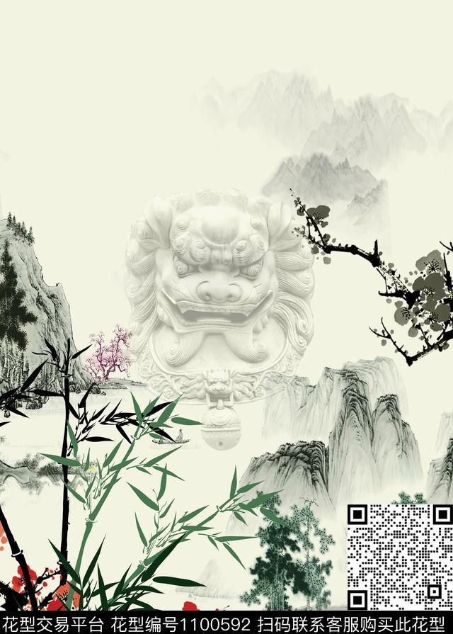 定位花民族风抽象数码印花华亿平台下载（图片编号: 1100592） - 瓦栏（Walan）