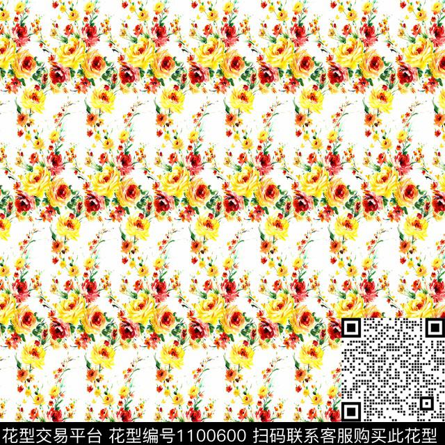 小碎花数码华亿平台手绘花卉数码印花华亿平台下载（图片编号: 1100600） - 瓦栏（Walan）