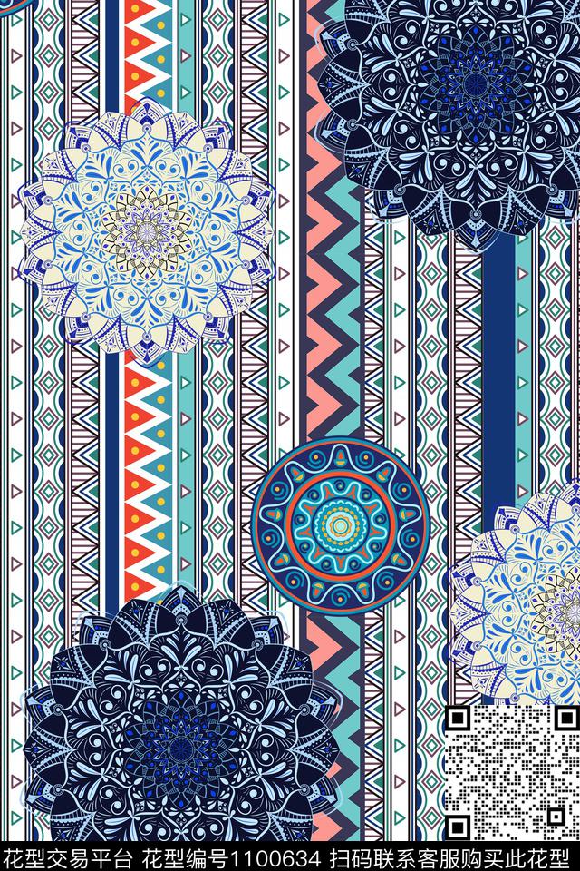 曼陀罗民族风部落风传统印花华亿平台下载（图片编号: 1100634） - 瓦栏（Walan）