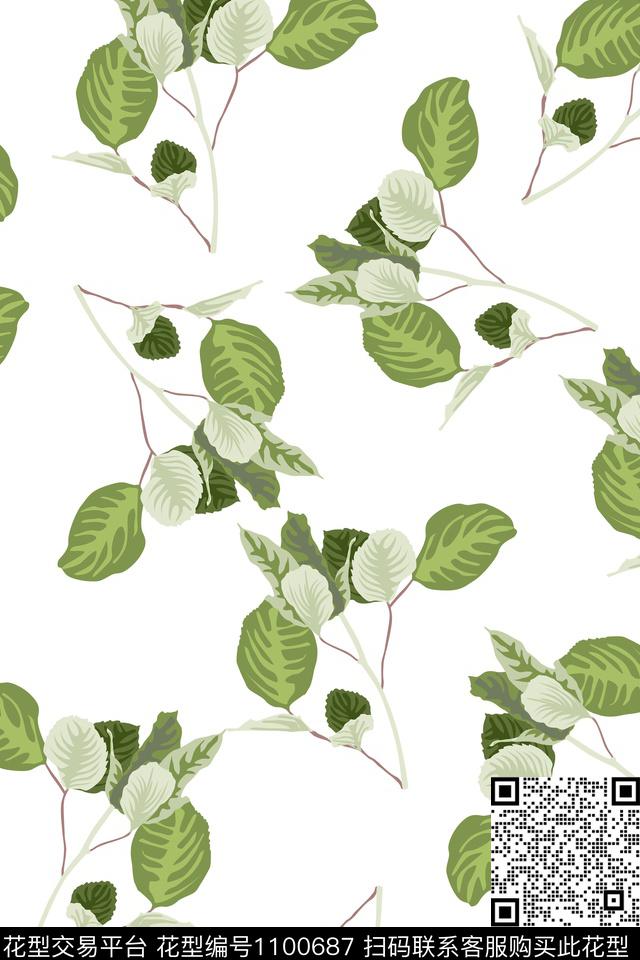 绿植树叶女装年轻女性传统印花华亿平台下载（图片编号: 1100687） - 瓦栏（Walan）