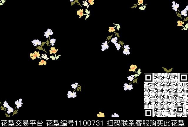 小碎花花卉绿植树叶传统印花华亿平台下载（图片编号: 1100731） - 瓦栏（Walan）