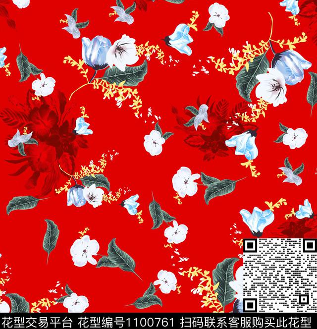 女装大牌风花卉数码印花华亿平台下载（图片编号: 1100761） - 瓦栏（Walan）