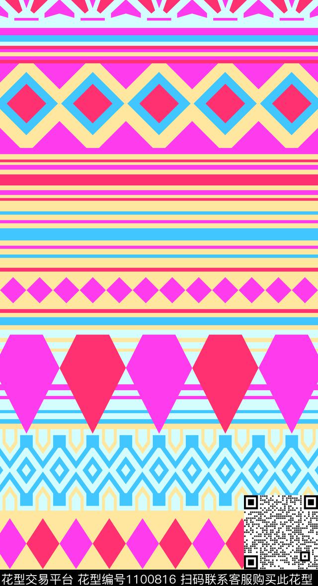 大牌风混合拼接欧洲传统印花华亿平台下载（图片编号: 1100816） - 瓦栏（Walan）