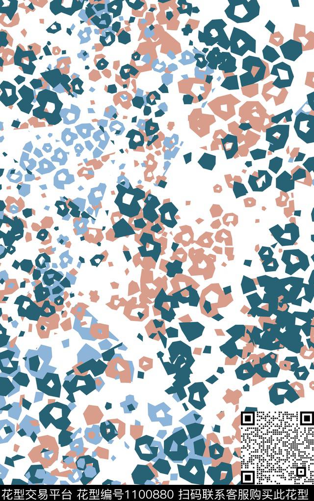 手绘花卉几何清爽底花卉数码印花华亿平台下载（图片编号: 1100880） - 瓦栏（Walan）