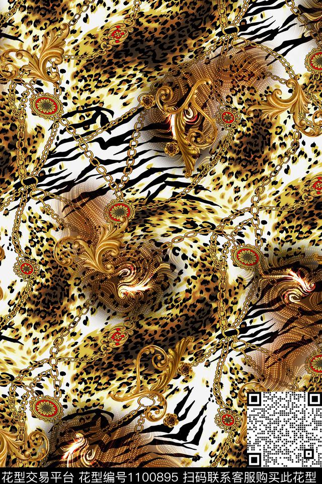 链条斑马纹豹纹数码印花华亿平台下载（图片编号: 1100895） - 瓦栏（Walan）