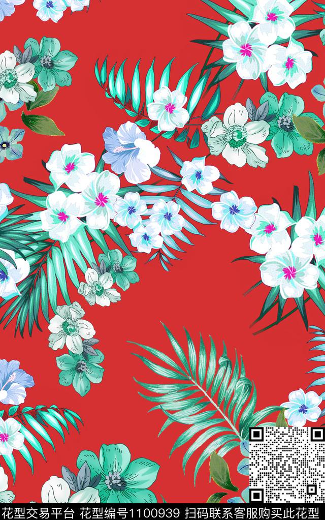 植物小碎花热带华亿平台数码印花华亿平台下载（图片编号: 1100939） - 瓦栏（Walan）