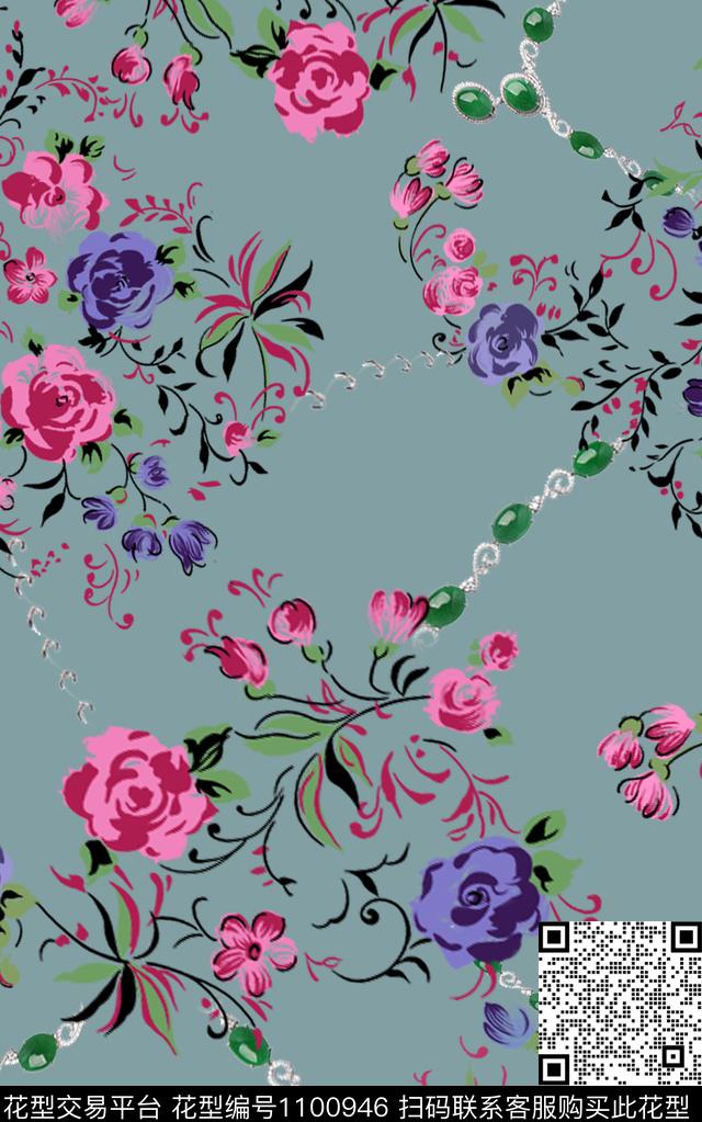 植物小碎花清爽底花卉数码印花华亿平台下载（图片编号: 1100946） - 瓦栏（Walan）