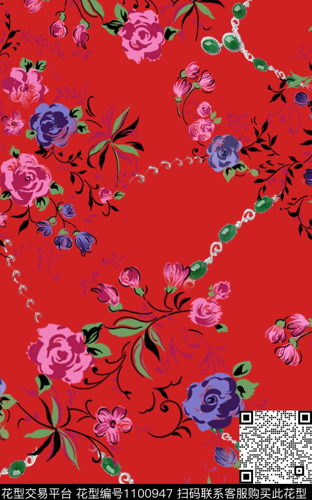 植物小碎花清爽底花卉数码印花华亿平台下载（图片编号: 1100947） - 瓦栏（Walan）
