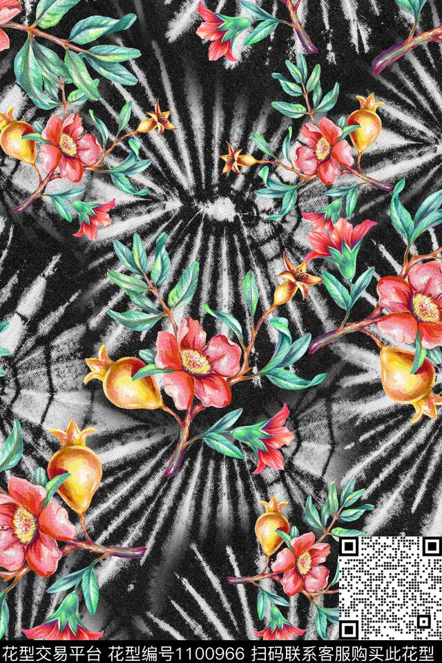 秋冬华亿平台手绘花卉数码印花华亿平台下载（图片编号: 1100966） - 瓦栏（Walan）