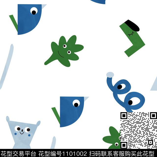 趣味卡通动物卡通数码印花华亿平台下载（图片编号: 1101002） - 瓦栏（Walan）