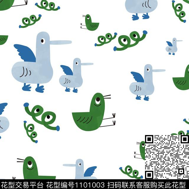 趣味卡通动物春夏华亿平台数码印花华亿平台下载（图片编号: 1101003） - 瓦栏（Walan）