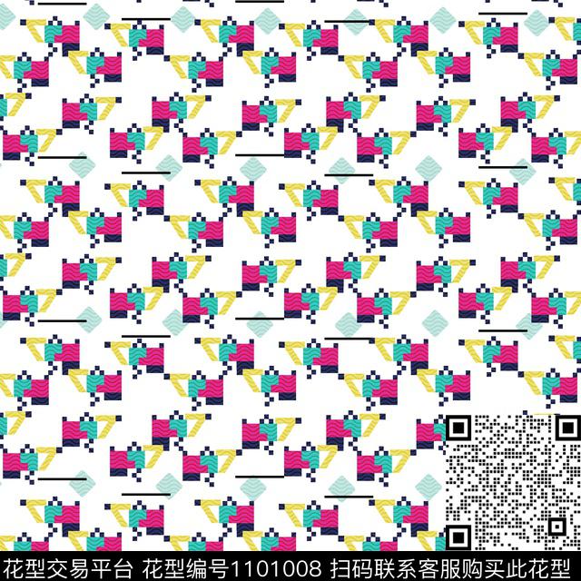 数码华亿平台几何复古数码印花华亿平台下载（图片编号: 1101008） - 瓦栏（Walan）