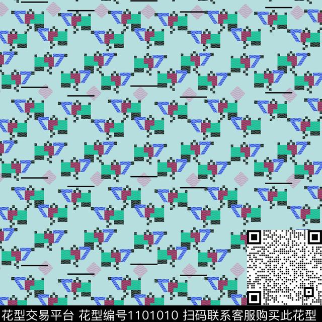 数码华亿平台几何复古数码印花华亿平台下载（图片编号: 1101010） - 瓦栏（Walan）