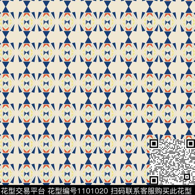 数码华亿平台几何复古数码印花华亿平台下载（图片编号: 1101020） - 瓦栏（Walan）