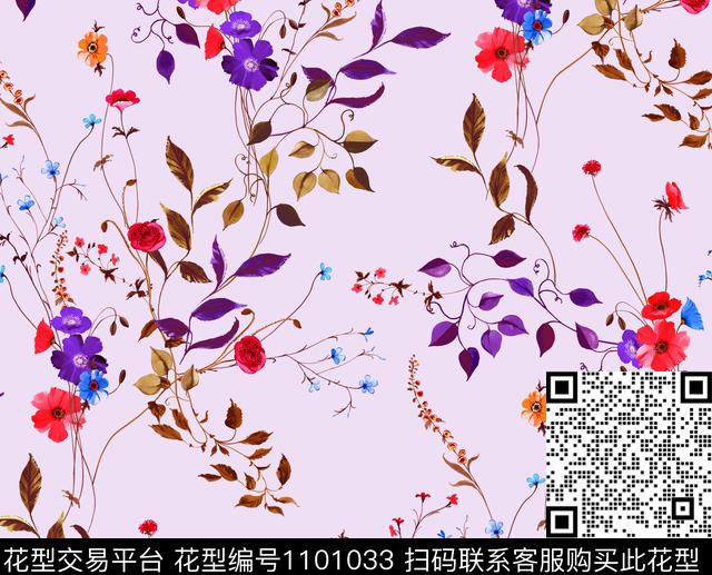 水彩花卉手绘花卉花卉数码印花华亿平台下载（图片编号: 1101033） - 瓦栏（Walan）