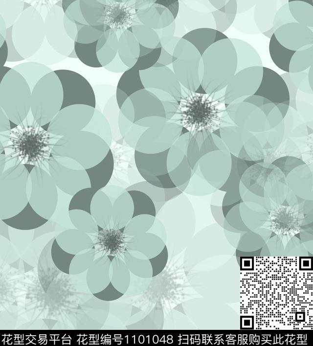 创意抽象花卉数码印花华亿平台下载（图片编号: 1101048） - 瓦栏（Walan）