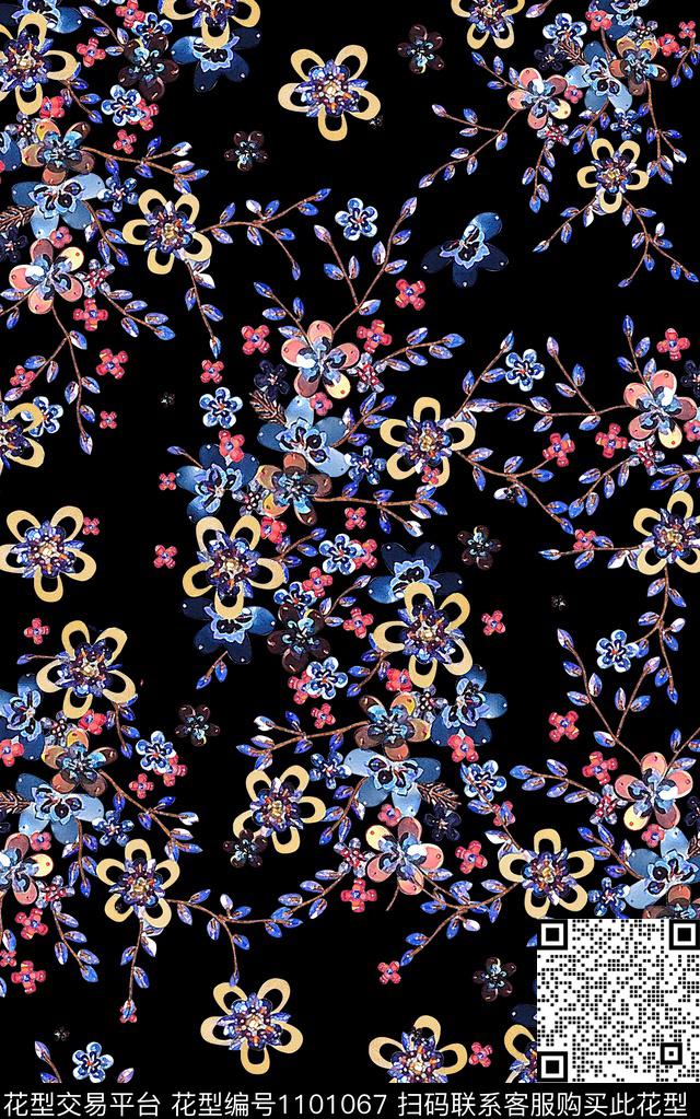 小碎花数码华亿平台抽象数码印花华亿平台下载（图片编号: 1101067） - 瓦栏（Walan）