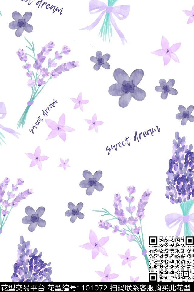 小碎花水彩花卉花卉数码印花华亿平台下载（图片编号: 1101072） - 瓦栏（Walan）