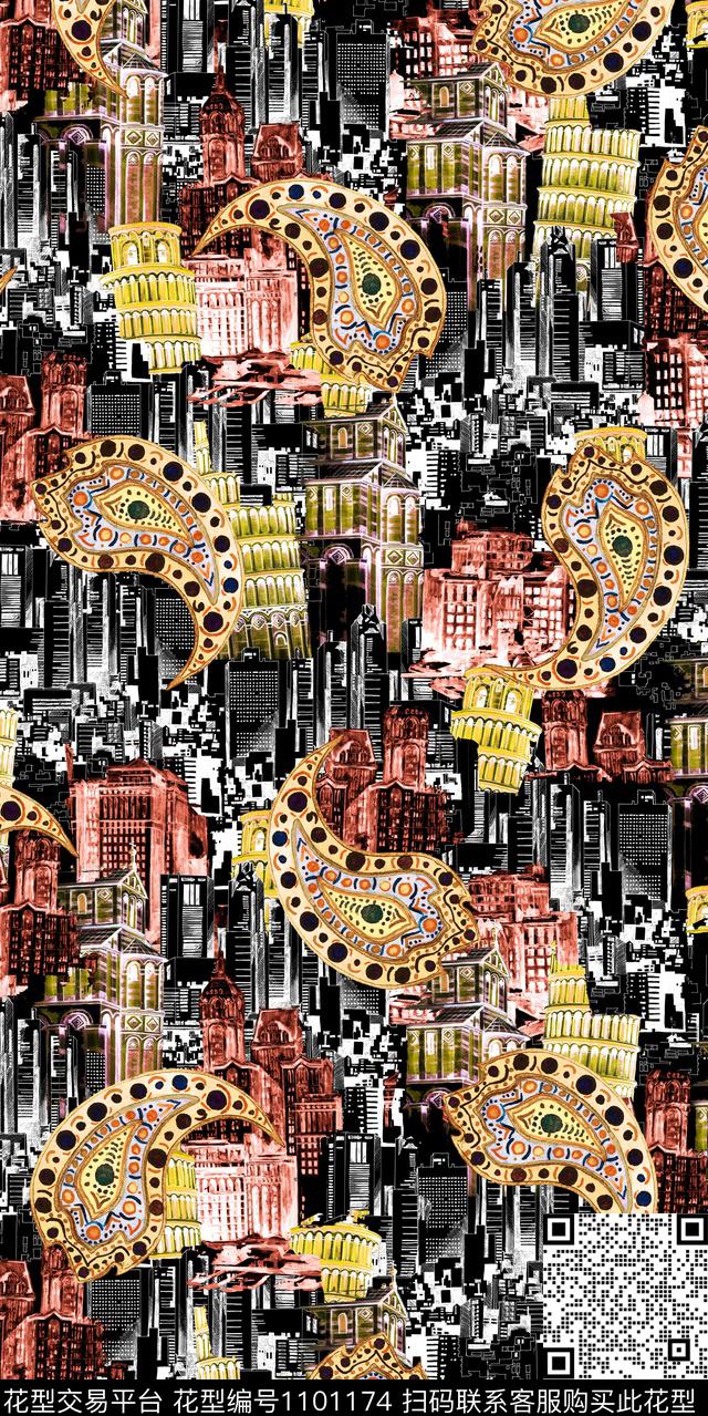 数码华亿平台抽象几何数码印花华亿平台下载（图片编号: 1101174） - 瓦栏（Walan）