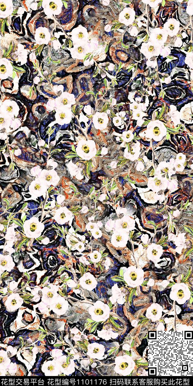 数码华亿平台抽象花卉数码印花华亿平台下载（图片编号: 1101176） - 瓦栏（Walan）