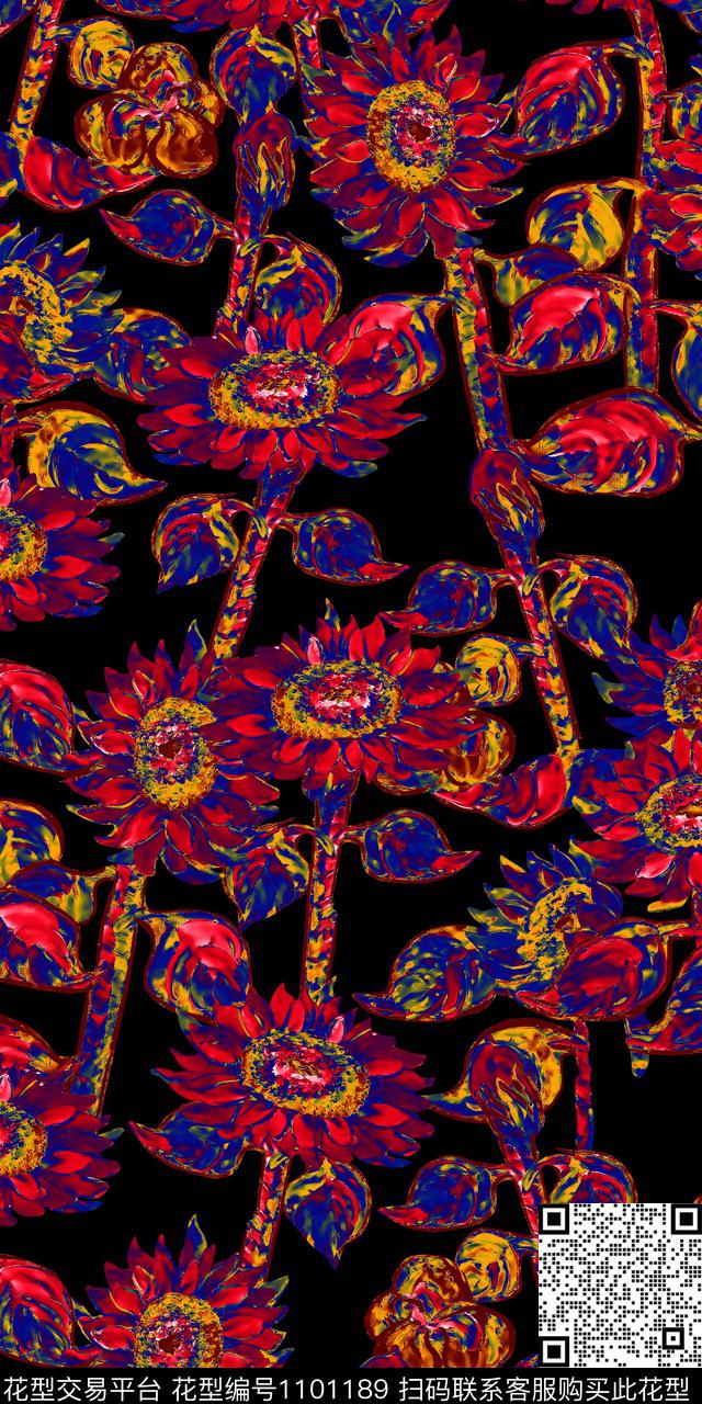 数码华亿平台花卉复古数码印花华亿平台下载（图片编号: 1101189） - 瓦栏（Walan）