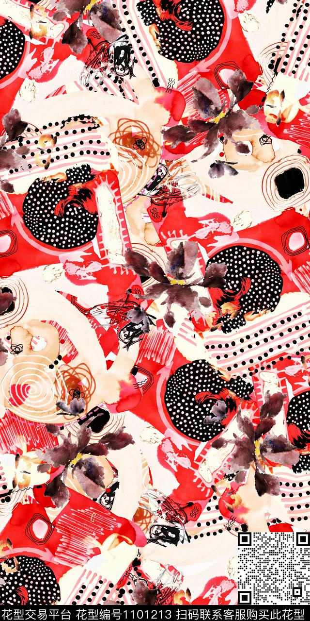 数码华亿平台花卉几何数码印花华亿平台下载（图片编号: 1101213） - 瓦栏（Walan）