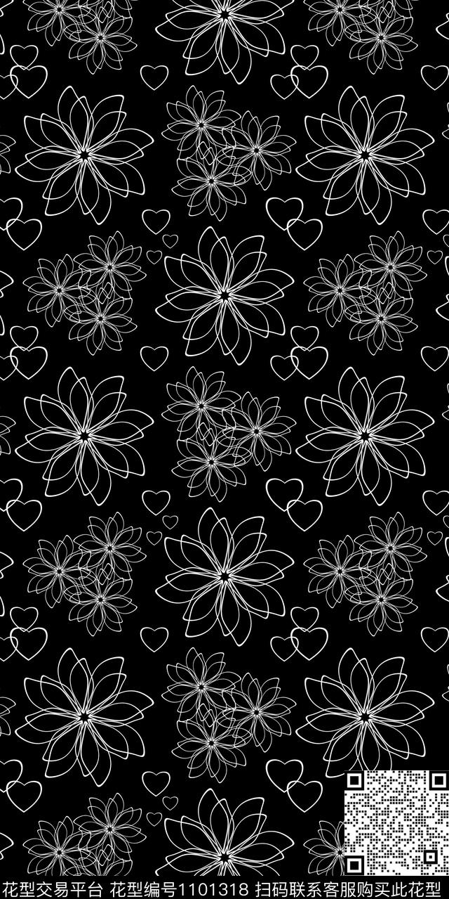 数码华亿平台黑白华亿平台花卉数码印花华亿平台下载（图片编号: 1101318） - 瓦栏（Walan）