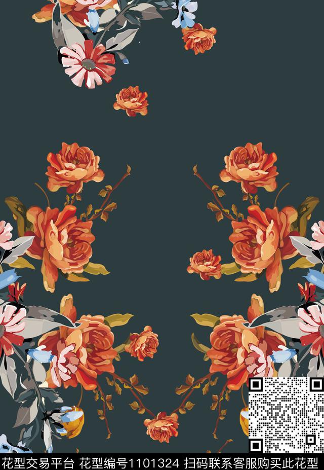 数码华亿平台定位花女装数码印花华亿平台下载（图片编号: 1101324） - 瓦栏（Walan）