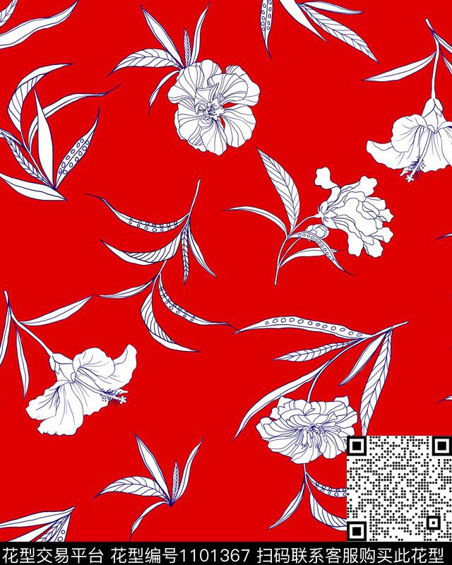 温室花卉女装亮底传统印花华亿平台下载（图片编号: 1101367） - 瓦栏（Walan）