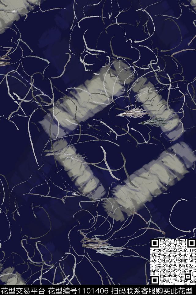 手绘线条笔触签字笔印花水彩墨迹数码印花华亿平台下载（图片编号: 1101406） - 瓦栏（Walan）