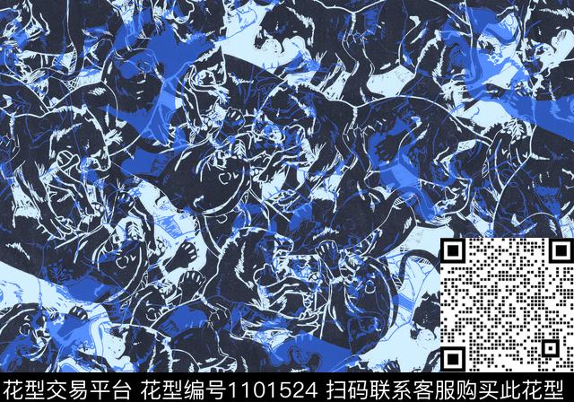 抽象动物纹豹子数码印花华亿平台下载（图片编号: 1101524） - 瓦栏（Walan）