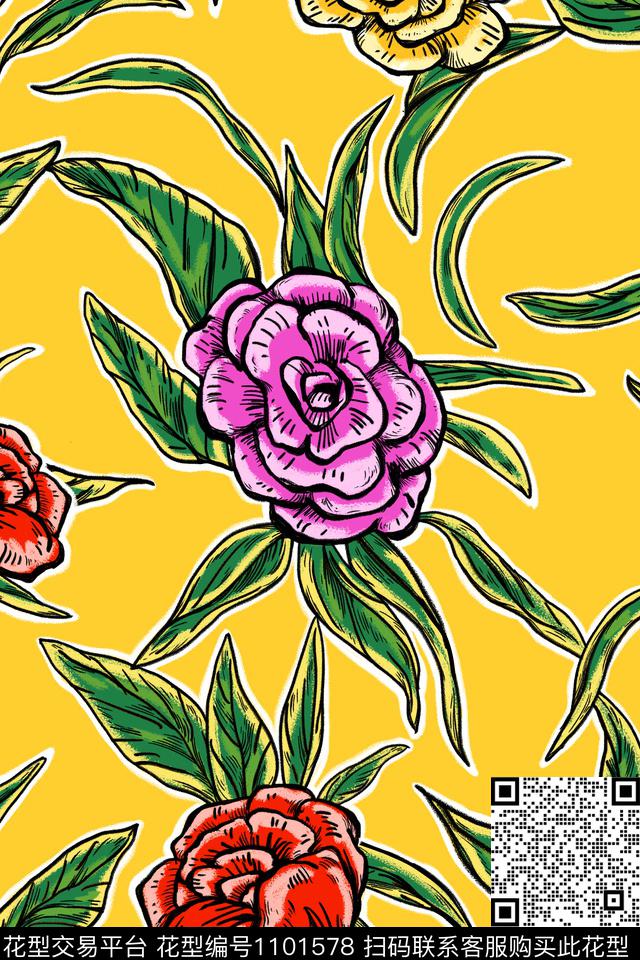 温室花卉绿植树叶大牌风传统印花华亿平台下载（图片编号: 1101578） - 瓦栏（Walan）