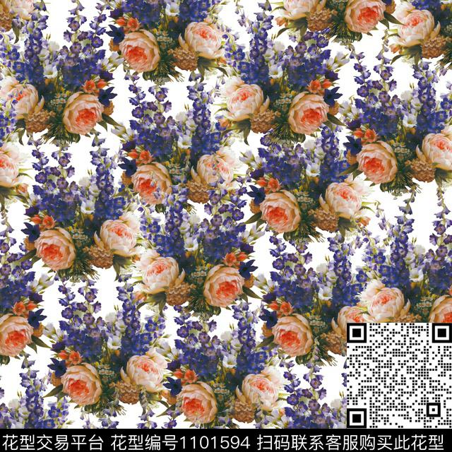 数码华亿平台手绘花卉花卉数码印花华亿平台下载（图片编号: 1101594） - 瓦栏（Walan）