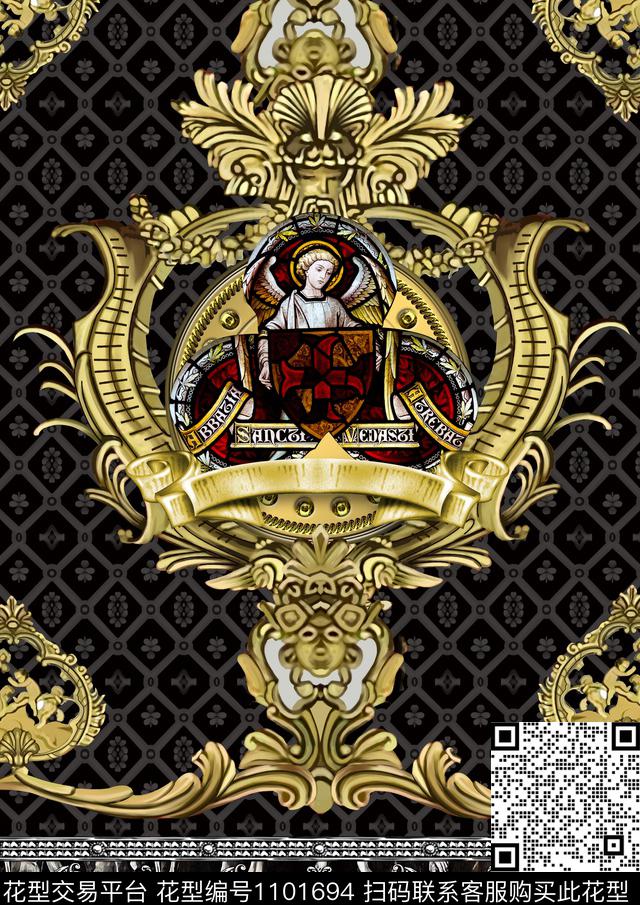 宫廷风复古圣母数码印花华亿平台下载（图片编号: 1101694） - 瓦栏（Walan）