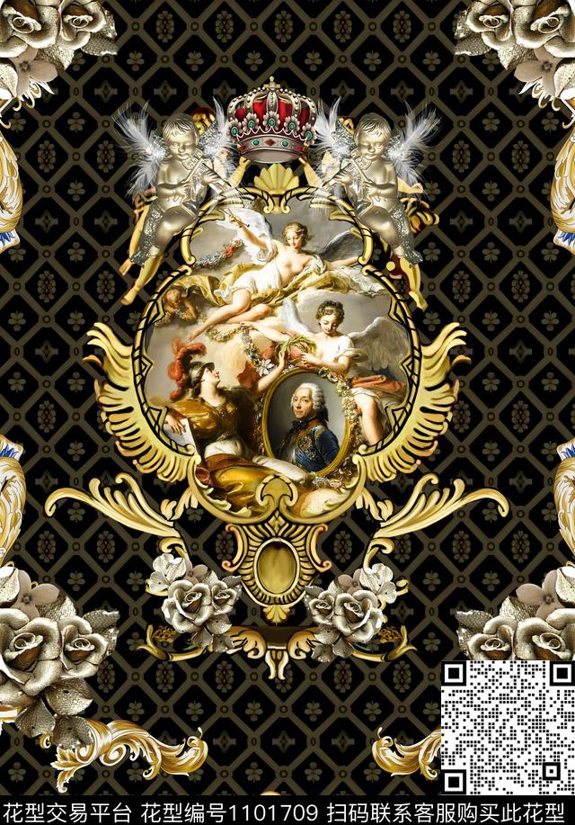 抽象宫廷风圣母数码印花华亿平台下载（图片编号: 1101709） - 瓦栏（Walan）