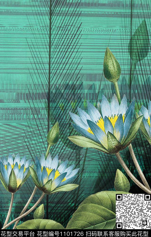 定位花绿植树叶复古数码印花华亿平台下载（图片编号: 1101726） - 瓦栏（Walan）