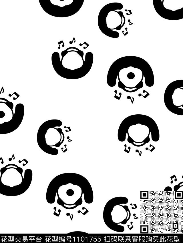 熊猫童装线条画传统印花华亿平台下载（图片编号: 1101755） - 瓦栏（Walan）