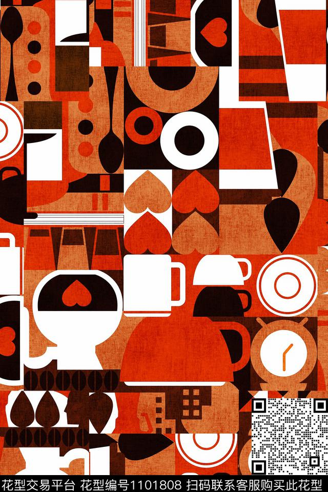 休闲几何数码印花华亿平台下载（图片编号: 1101808） - 瓦栏（Walan）