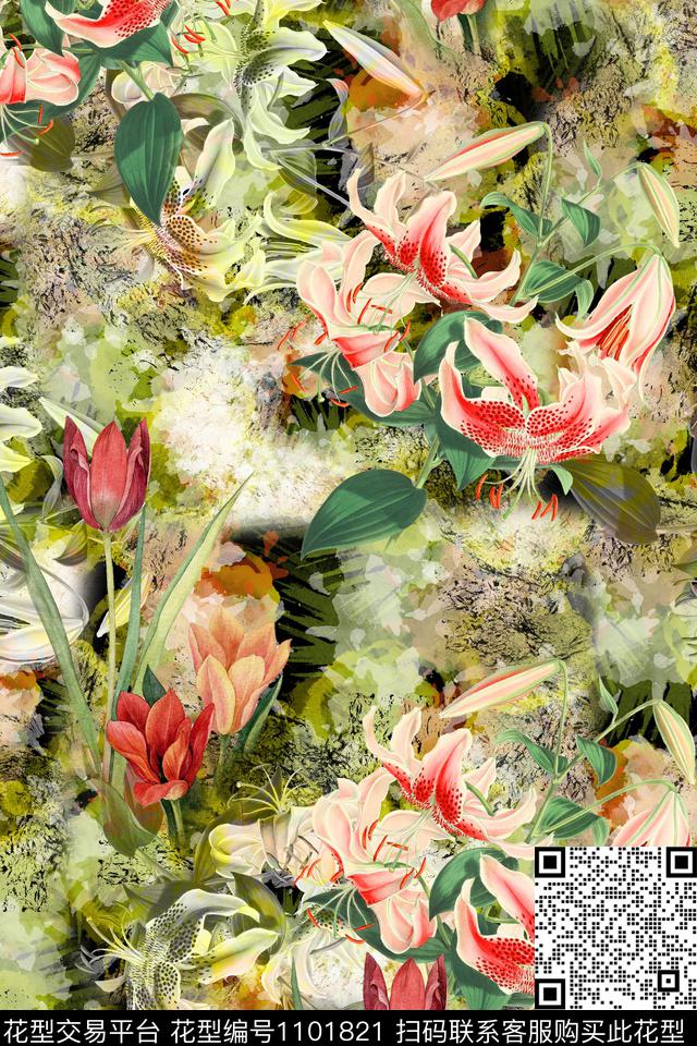 数码华亿平台休闲花卉数码印花华亿平台下载（图片编号: 1101821） - 瓦栏（Walan）