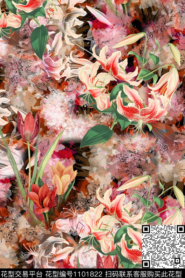 数码华亿平台休闲花卉数码印花华亿平台下载（图片编号: 1101822） - 瓦栏（Walan）